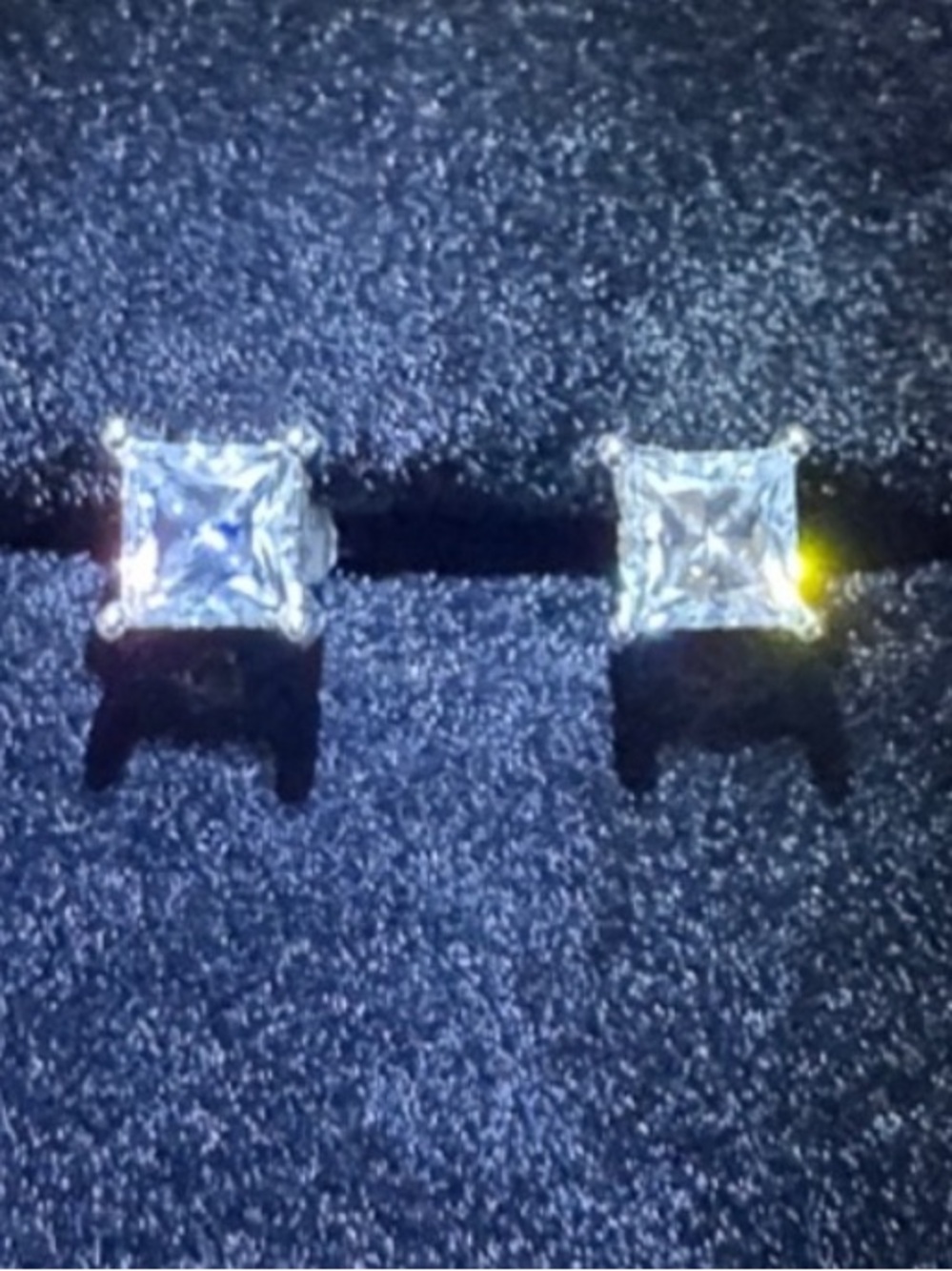 Princess Cut Stud Moissanite Earrings set in 925 Sterling Silver NIB - Picture 2 of 8